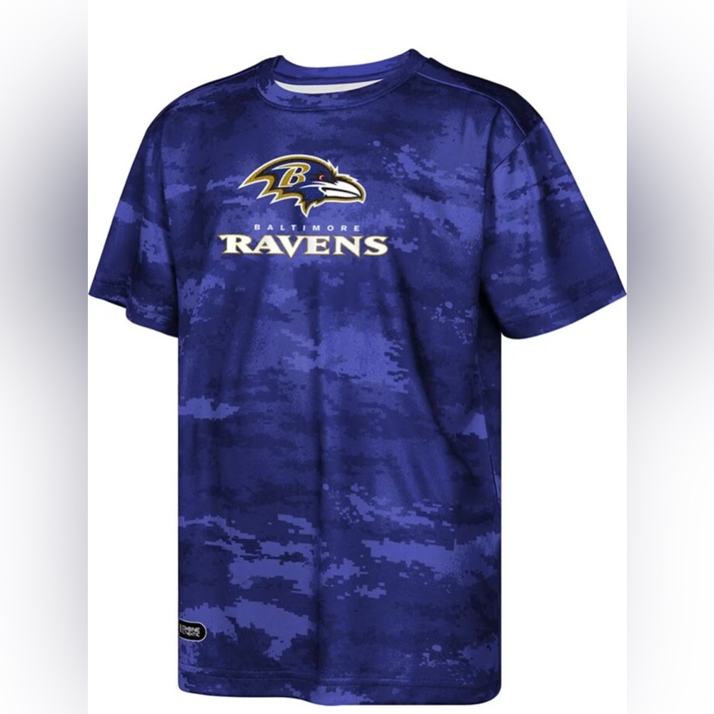 NWT NFL LICENSED BALTIMORE RAVENS YOUTH PURPLE SCRIMMAGE SHORT SLEEVE T-SHIRT